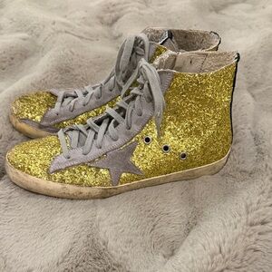 Golden Goose Gold Glitter High-Top Sneakers